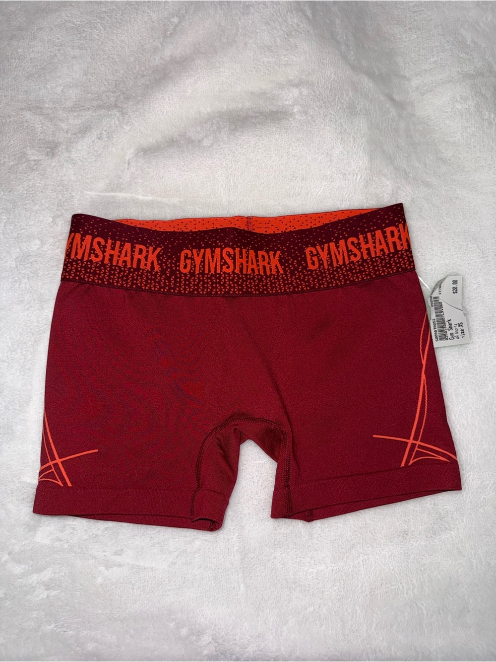 Gymshark Maroon and Orange Logo Athletic Shorts
